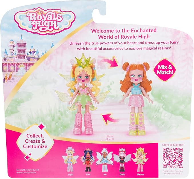 Royale High 3” Nature Fairy Fashion Doll - 1 Figure with 9 Fashion Accessories - Virtual Item Code Included - Series 1 - Ages 5+