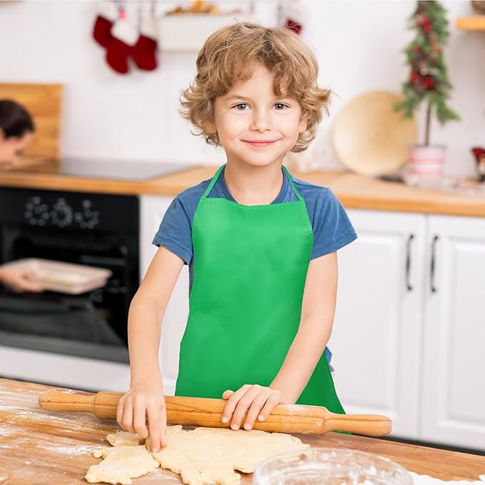 Caydo 15 Pieces Middle Size Kids Painting Apron for Ages 5 to 10, in Kitchen, Classroom, Community Event, Crafts and Art Painting Activity, 15 Colors