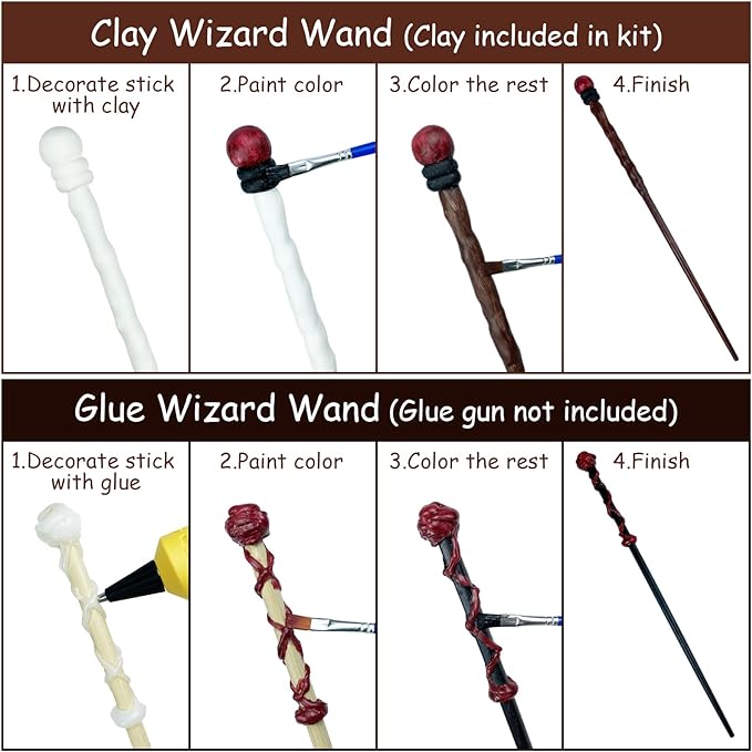 Magic Wizard Wand Making Kit DIY Craft Set for Kids Adult Birthday Party Gift Make Your Own Wands 45-Piece