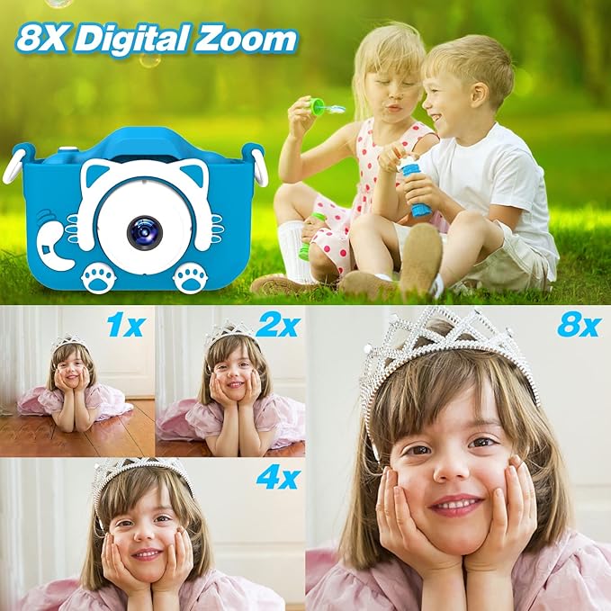 Goopow Kids Camera Toys for 3-8 Year Old Boys,Children Digital Video Camcorder Camera with Cartoon Soft Silicone Cover, Best Chritmas Birthday Festival Gift for Kids - 32G SD Card Included