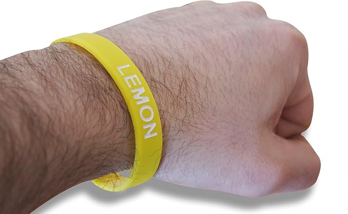Novel Merk Lemon Yellow Party Favor & School Carnival Prize Silicone Rubber Band Wristband Bracelet (12 pieces)