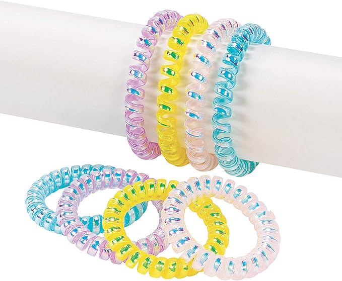 IRIDESCENT PHONE CORD BRACELET ASST. - Jewelry - 12 Pieces