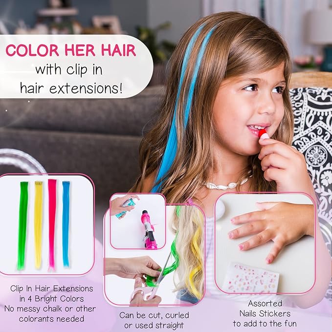 Pretend Play Makeup Kit for Little Girls with Unicorn Purse: Fake (Not Real) Make up Toy Set for Toddlers and Kids - Includes Hair and Nails Accessories, Baby Girl Toys Princess Toddler Gift Set