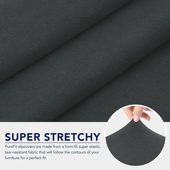 PureFit 100% Dual Waterproof Recliner Cover, Waterproof Couch Cover for Recliner - Stretch Non Slip Fleece Sofa Covers Washable, Leakproof Furniture Protector for Kids, Pets, Dog (Recliner, Dark Gray)