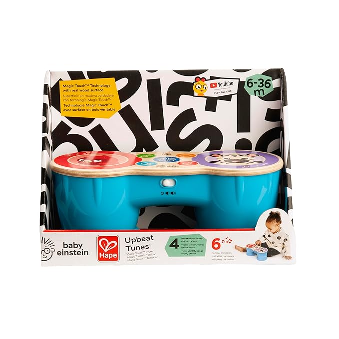 Baby Einstein Upbeat Tunes Magic Touch Wooden Drum Musical Toy Ages 6 Months +