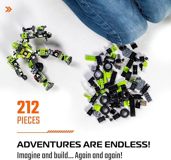 JITTERYGIT Mech Buildable Robot Glow in The Dark STEM Action Figure Toy Set, Cool Space Super Hero Christmas Birthday Gift, Xmas 3 in 1 Present DIY for Boys, Girls, Teen 6 7 8 9 10 Year Olds