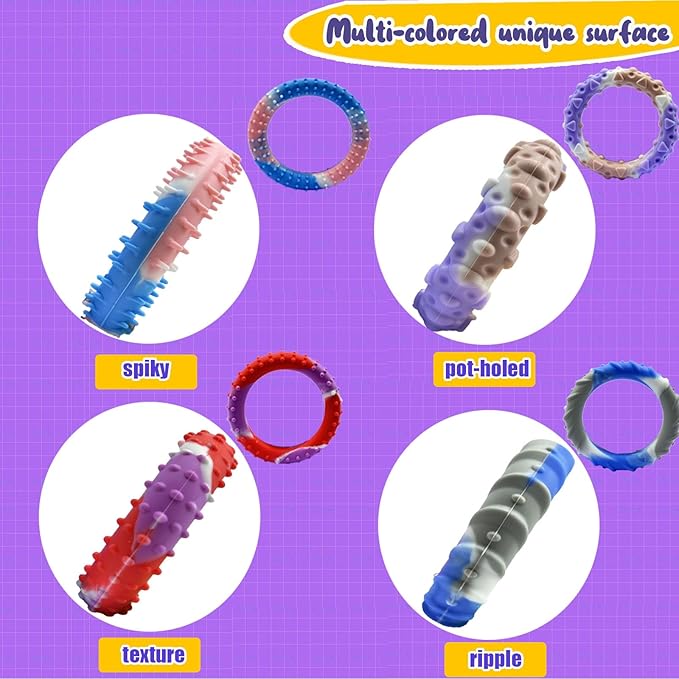 6pcs Random ColorSensory Fidget Toys for Kids Adults ， Stretchy Fidget Bracelet &Texture & Calming Autism Sensory Toys for Special Needs Autistic Children &Calm Down Toy for Toddler Girls Boys