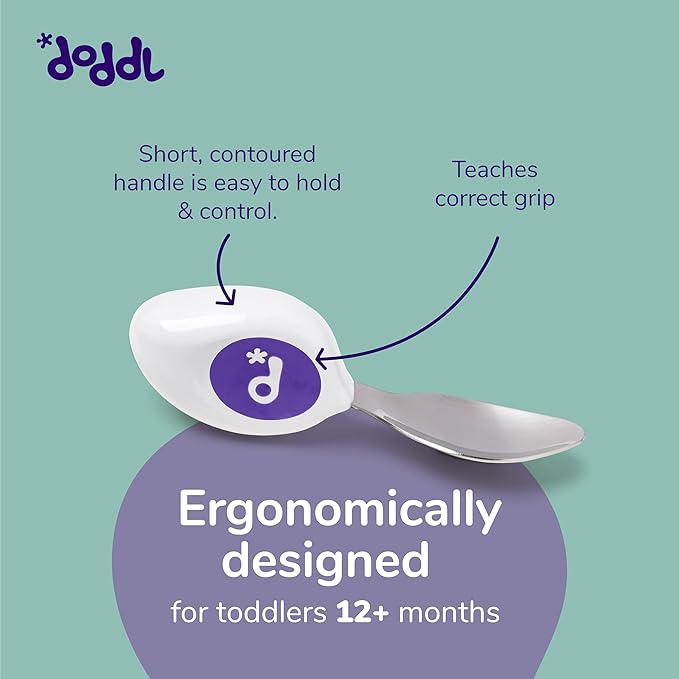 doddl 4 Sets Knife, Fork, and Spoon Set - 12 Pieces - Learn to use Toddler Silverware in Minutes, Toddler Utensils 1 year old & up, Baby Led Weaning Supplies