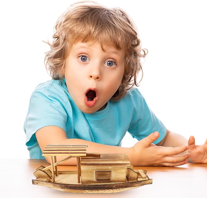 Vaguelly Boat Model Fishing Boat Decor Model Wood Canoe Juguetes Adultos Wood Trim Retro Model Mini Sailboat Figurine Wood Crafts for Kids Model Fishing Boat Wooden Boat Decorate Gift