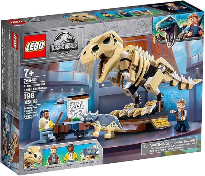 LEGO Jurassic World T. rex Dinosaur Fossil Exhibition 76940 Building Kit; Cool Toy Playset for Kids; New 2021 (198 Pieces)