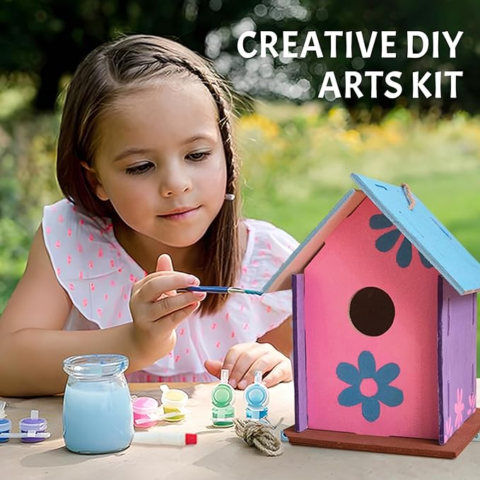 ORIENTAL CHERRY Crafts for Kids Ages 4-8 - 12 Pack DIY Bird House Kit - Build and Paint Birdhouses Wooden Arts Kits - Easter Basket Stuffers Gifts for Kids Girls Boys Toddlers Ages 3-5 4-6 6-8 8-12