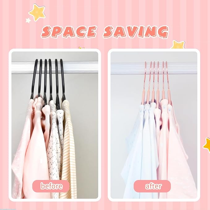 ManGotree Baby Velvet Hangers with 360° Swivel Rose Gold Hook, 10.95" Non-Slip Toddler Hangers, Ultra Thin Space Saving Infant Hangers for Kids Clothes, 15 Pack (Light Pink)