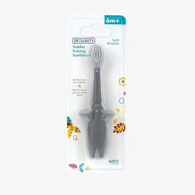 Dr. Talbot's Toddler Training Toothbrush - Soft Toddler Toothbrush for Kids - 6+ Months - Elephant