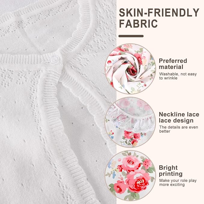 MGparty 100th Day of School Costume for Girls, Old Lady Costume for Kids, Grandma Cosplay Dress Up Accessories