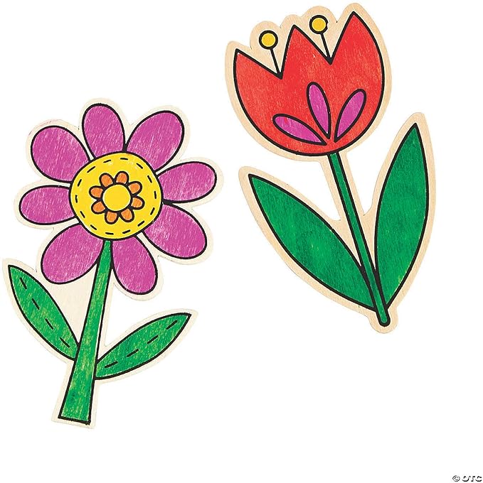 DIY Wood Spring Flower Shapes for Kids (24Pc) - Crafts for Kids and Fun Home Activities