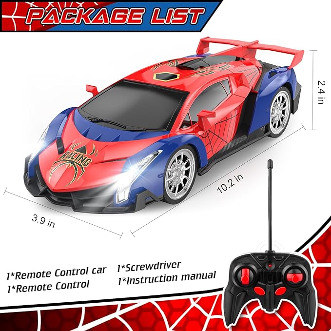 Growsland 2024 Remote Control Car for Kids, RC Cars for Boys Kids 1:18 Electric Vehicle Toy Car Hobby Racing Car Toys with Lights & Controller, Birthday Gift for 3 4 5 6 7 8 9 Year Old Boys Girls
