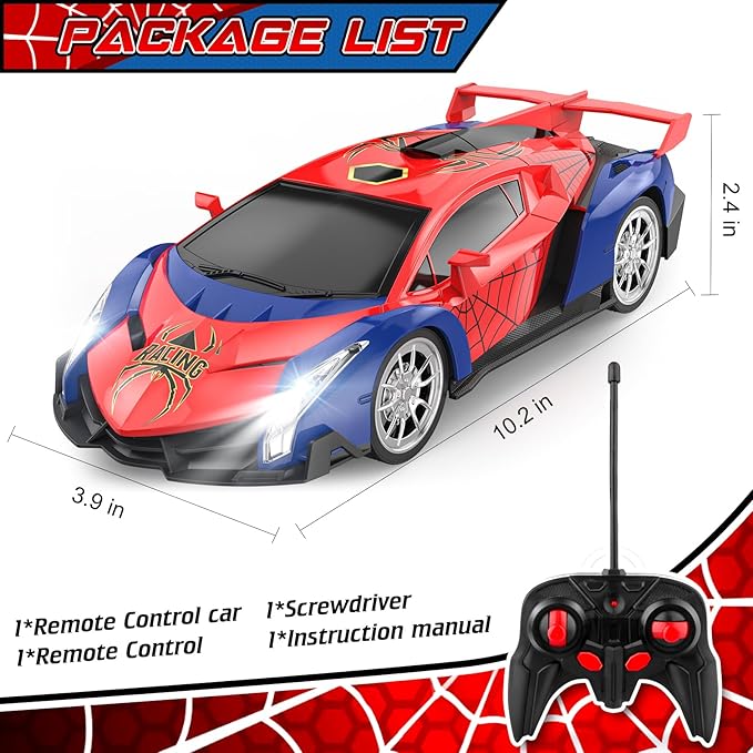 Growsland 2024 Remote Control Car for Kids, RC Cars for Boys Kids 1:18 Electric Vehicle Toy Car Hobby Racing Car Toys with Lights & Controller, Birthday Gift for 3 4 5 6 7 8 9 Year Old Boys Girls
