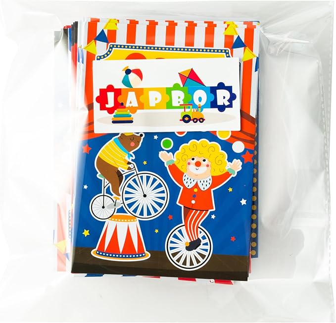JAPBOR Carnival Activity Coloring Books - 24PCS Mini Circus Carnivals Activities Color Books Bulk for Kids Party Favors, Showman Themed Small Colouring Pages for Birthday Class Drawing Painting Game