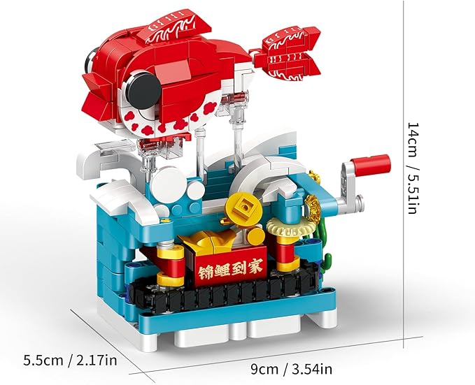 Chinese Jinli Fish Small Building Blocks Set Koi carp Collectible for Chinese New Year 340PCS Creative Toy Building Sets for Adults and Kids Age 6+ with Tail Wagging 96004