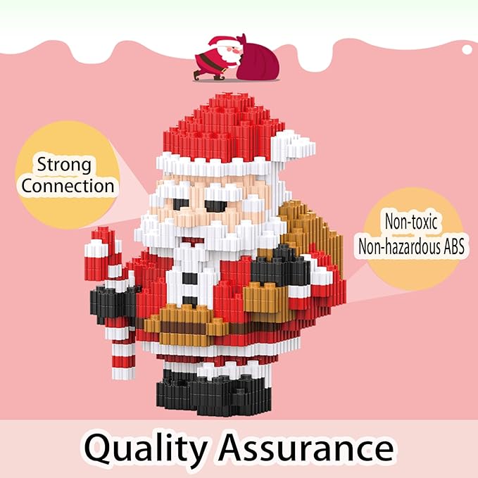 Christmas Building Blocks Santa Claus Compatible for Lego Christmas Micro Blocks Stacking New Toys Holiday Present Box New Year Birthday Gifts for Kids 6-12 Years Old (Santa)
