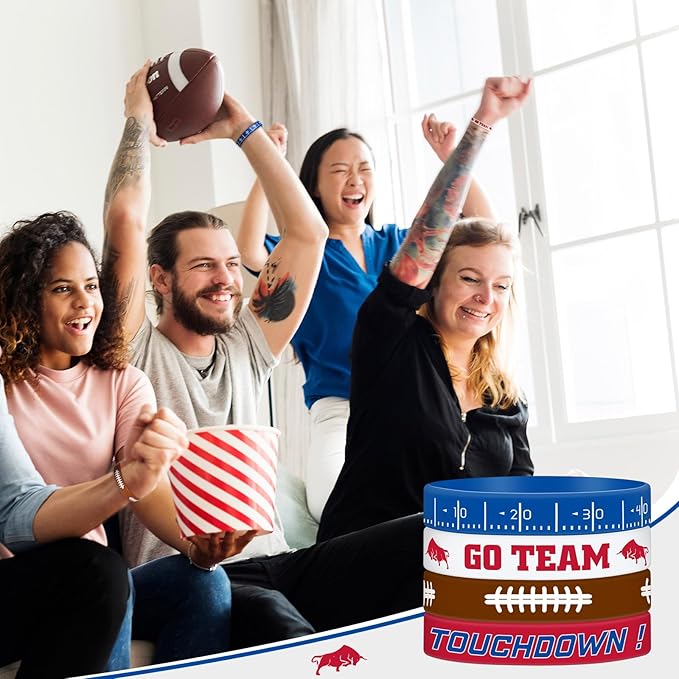 Deekin 32 Pcs Football Silicone Bracelets Football Party Favor Bracelet Football Motivational Rubber Bracelets for Men Women Fan Party Favors Sport Theme Birthday Party Supplies Gifts(Fashion)