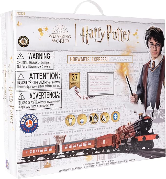 Lionel Battery-Operated Hogwarts Express Toy Train Set with Bluetooth, Locomotive, Train Cars, & Track with Authentic Train Sounds, Lights, & Water Vapor Smoke Effects for Kids 4+