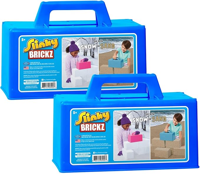 Just Play The Original Slinky® Brickz Sand and Snow Outdoor Play Toy, Pack of 2, 10-inch Wide Brick Mold, Pretend Play, Kids Toys for Ages 5 Up