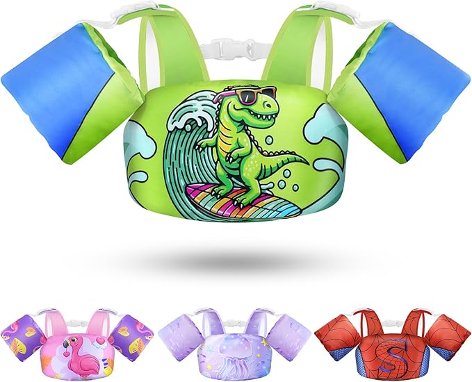 Vvinca Separable Toddler Swim Vest Fit 22-66 Lbs（1-6 Years）|2025 Newest 3 in 1 Pool Float & Arm Bands Boys and Girls, Adjustable Sturdy Safety for Infant 1 2 3 4 5 6 Year