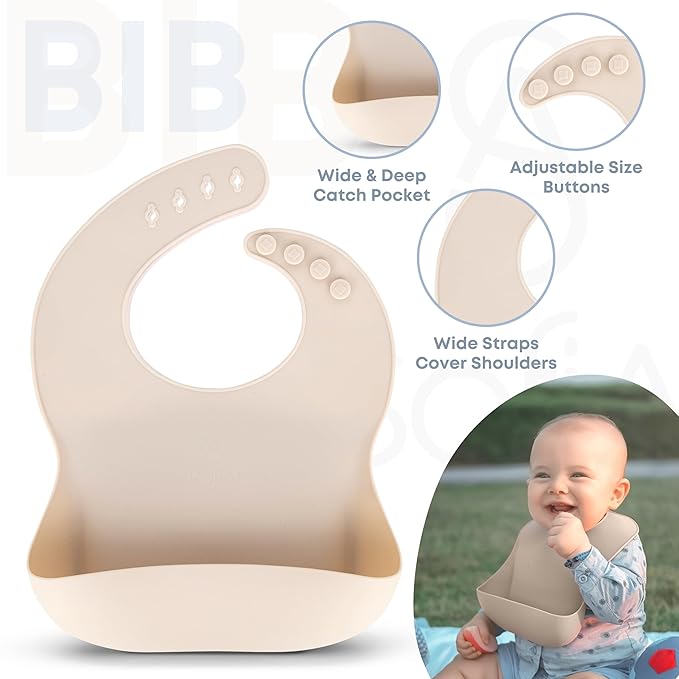 All In One Silicone Baby Feeding Set By SofiAl - Safe for 6-12 Months - Non-Toxic Baby Led Weaning Supplies - Toddler Self Feeding Utensils - BPA-Free - Mess Free Baby Feeding Essentials