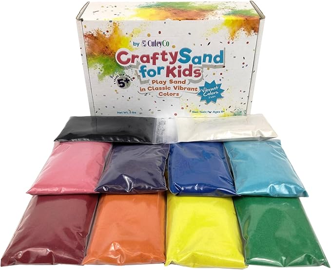 CuteyCo Crafty Sand for Kids - 10 Colors: 3 lbs of Vibrant Craft Sand & Play Sand