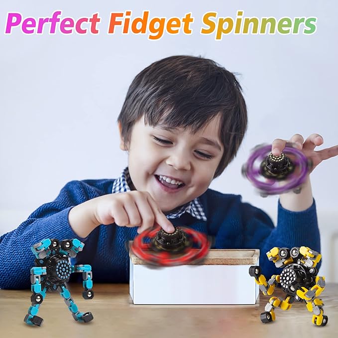 Transformable Fidget Spinners for Kids and Adults Stress Relief Sensory Toys for Boys and Girls Fingertip Gyros for ADHD Autism for Kids Gifts