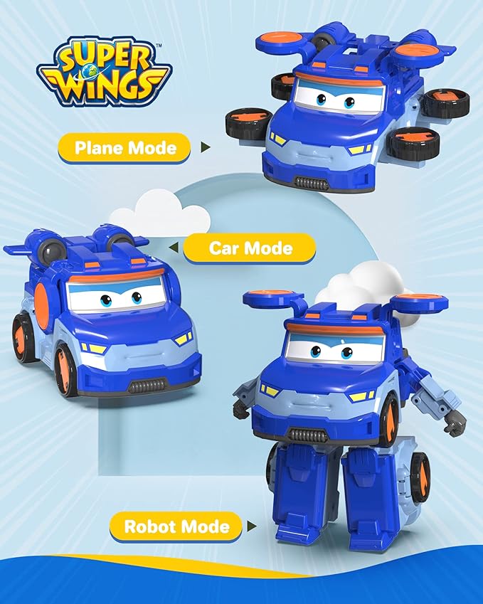 Super Wings - 5" Transforming Leo Airplane Toys Action Figure | Airplane to Robot | Season 5 New Character | Fun Toy Plane for 3 4 5 Years Old Boys and Girls | Preschool Birthday Gift for Kids , Blue
