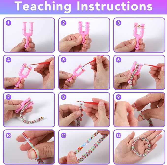 Needbrock 18500+ Bracelet Making Kit Rubber Band, 26 Colors Rubber Band Bracelet Kit Includes 800 Pcs Glow-in-The-Dark Rubber Bands, Bracelet Making Kit Valenines Gifts for Kids Age 8 Above(Purple)