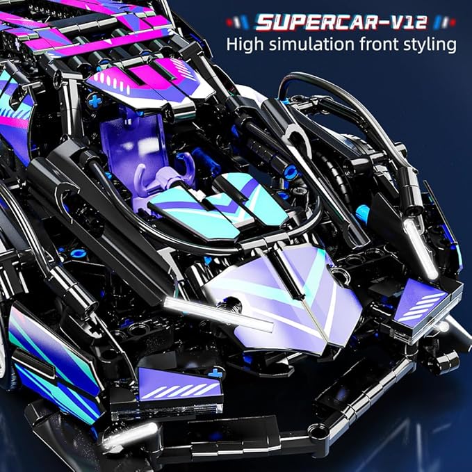 Mesiondy Sports Car Building Blocks Toys Boys，1:14 MOC Building Set Raceing Car Model,Construction Toy for Adults，Cars for Boys Age 6 7 8 9 Years Kids