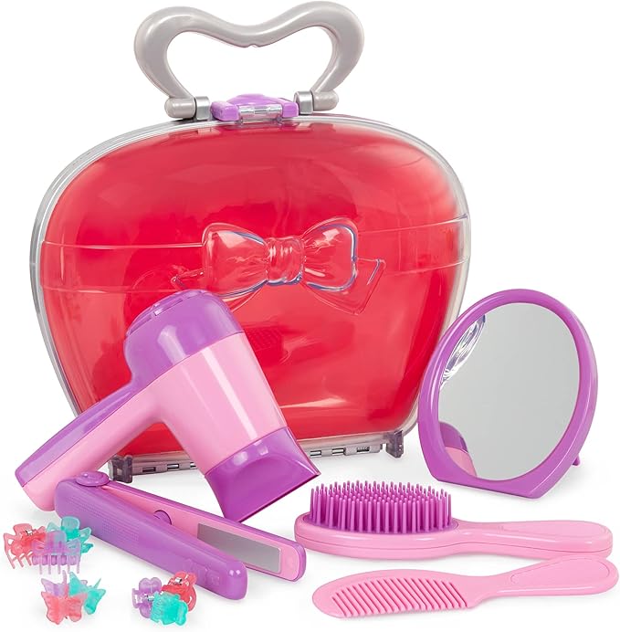 Battat- Play Circle- Hair Dryer With Sounds & Air – Carrying Case – Salon Accessories- Pretend Play Toys- Beauty Shop- 3 years + (15 Pieces)