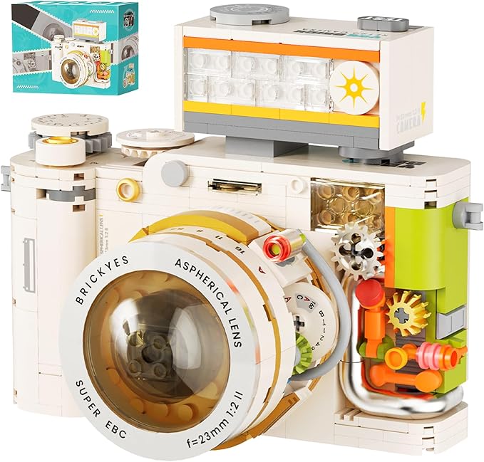 Retro Creative Camera Building Blocks for Adults,Semi Mechanical Puzzle Assembly Building Blocks Camera Toy,DSLR Camera Toy, 8 9 10 11 12