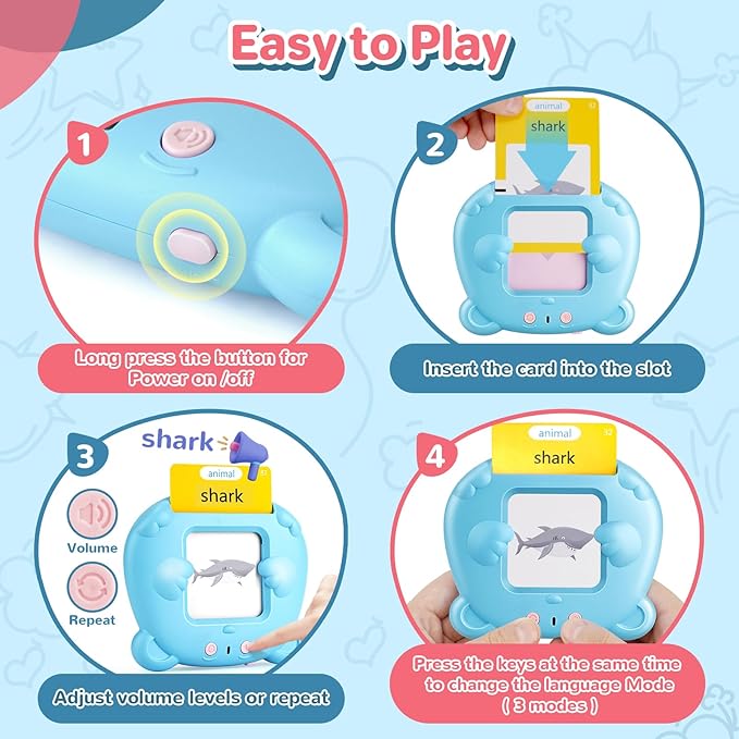 Talking Flash Cards for Toddler 1-6 Year Olds, Learning Montessori Toys with 510 Sight Words, Pocket Speech for Toddlers Therapy Toys, Children's Sensory Preschool Learning Educational Birthday Gifts