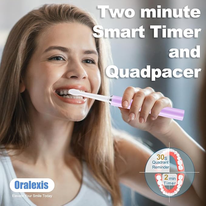Electric Toothbrush for Adults and Kids, with Tongue Scraper and 8 Brush Heads, One Fast Charge Last 120 Days, 40000 VPM Deep Clean, Sonic Travel Toothbrush - Purple