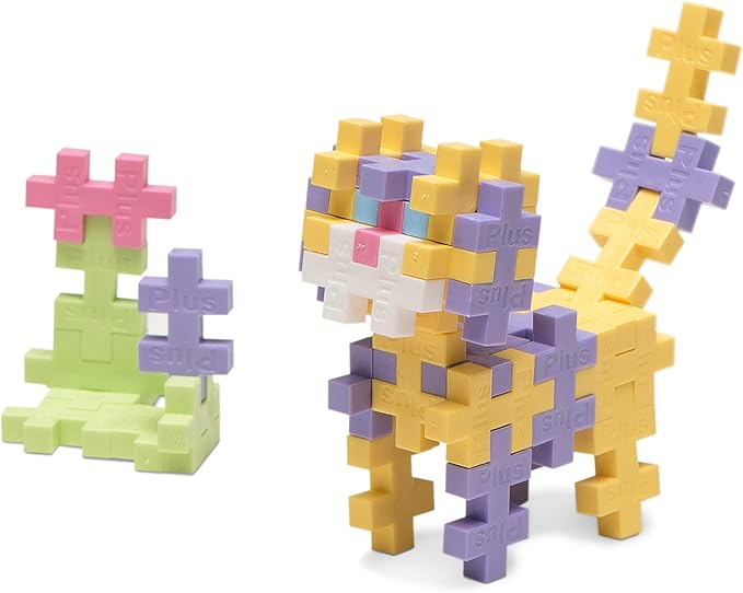 PLUS PLUS 240 Piece Interlocking Building Blocks for Kids, Open Ended Connecting Toys, STEM Bin Mini Manipulatives - Pastel Mix Play Tube & Baseplate