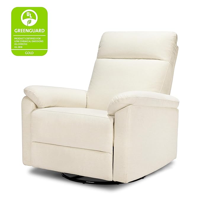 DaVinci Suzy Electronic Swivel Recliner with USB Port in Vanilla, GREENGUARD Gold & CertiPUR-US® Certified