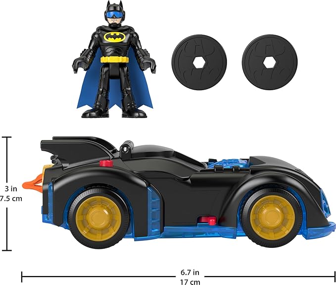 Fisher-Price Imaginext DC Super Friends Batman Toy Shake & Spin Batmobile with Poseable Figure for Pretend Play Kids Ages 3+ Years