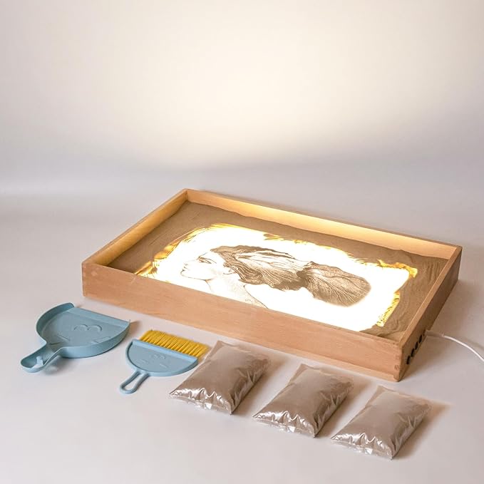 Wooden Sand Painting Light Box - Light Table for Kids, Encourages Creativity and Collaboration - 3 Color Temperature, 22"