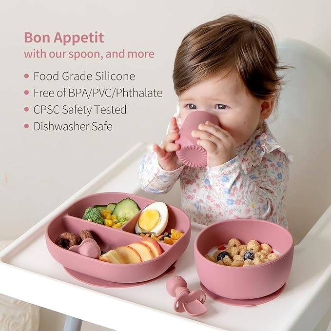 SAMiGO Silicone Baby Spoons Self Feeding 6+ Months - Infant Toddler Utensils - First Stage Baby Led Weaning Feeding Supplies - Set of 3 Pack