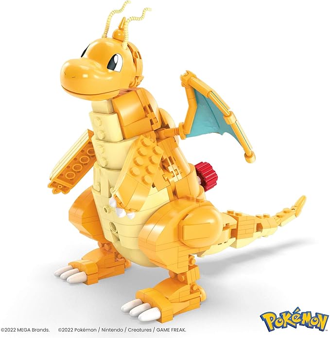 MEGA Pokémon Building Toys Set Dragonite with 388 Pieces, Articulated and Poseable with Motion, 7 Inches Tall, for Kids