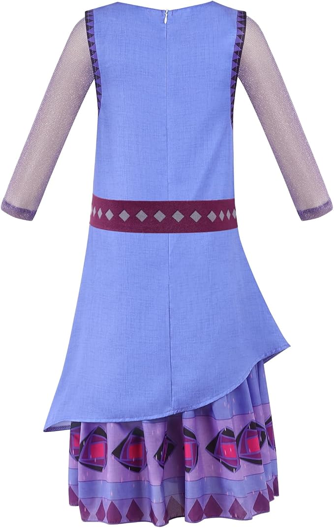 Wish Asha Dress - Princess Asha Costume for Girls 3-12 - Dress Up Set with Wig, Belt, Pouch, Necklace and Earrings