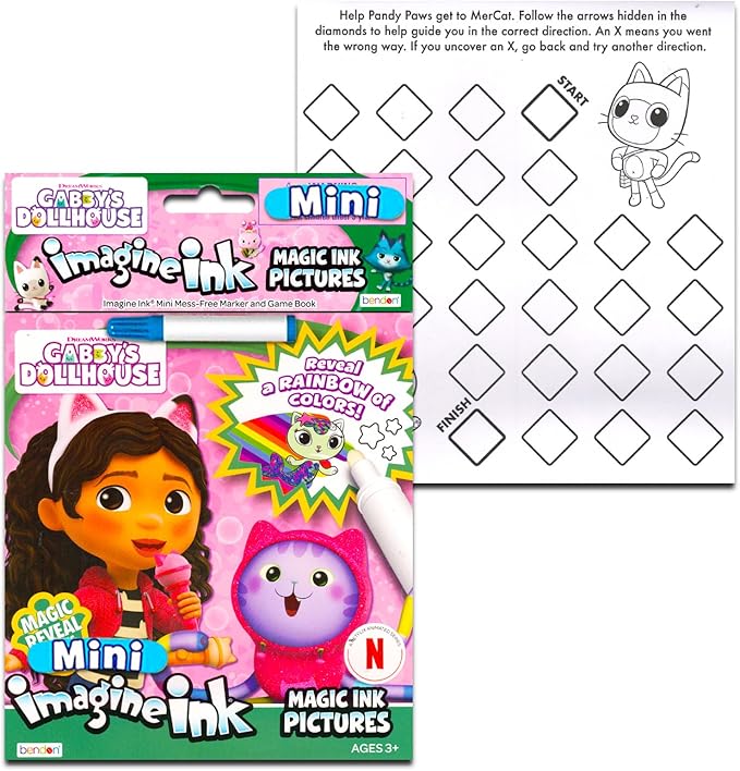 Mess Free Coloring Book Set for Girls Kids Toddlers - Bundle with 3 Imagine Ink Coloring Books with No Mess Invisible Ink Pens Featuring Miraculous Ladybug, Fancy Nancy, Gabby's Dollhouse