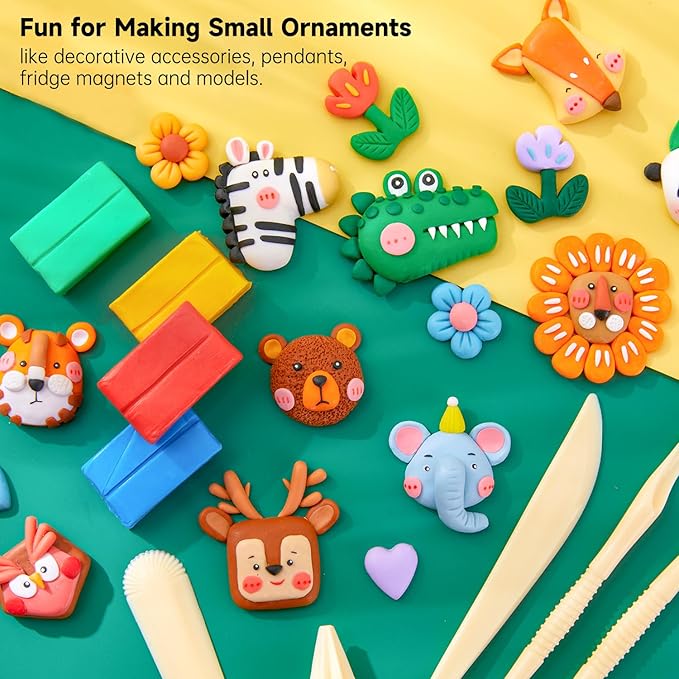 Shuttle Art 117 PCS Small Block Polymer Clay Kit, 95 Unique Colors & Extra Basic Colors, 5 Modeling Clay Tools, Non-Toxic, Non-Sticky, DIY Art Craft Gift for Kids Beginners