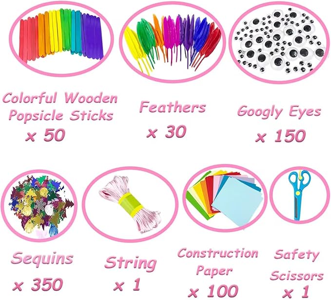 VLUSSO Arts & Crafts Supplies DIY Craft Kits Set - Pipe Cleaners, Materials, Gift for Kids Boys & Girls Age 4-8