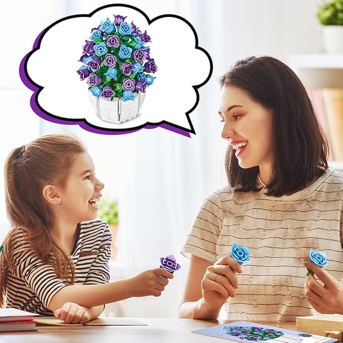 Bellflower Bouquet Building Block Set, 526 Pcs Mini Building Block Bouquet Building Block Set, Flower Building Toys, Creative Building Block Plant Series, Gift for Adults and Kids