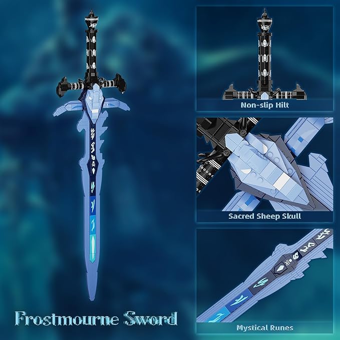 Frostmourne Sword Building Set with The Frozen Display Stand, 28″ Lich King Sword Building Blocks Toy Compatible with Lego for Adults Boys 6+, Gift for Game Fans Collectible Decoration (862PCS)